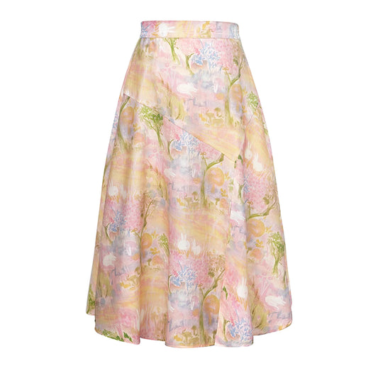 fantasy hand-painted printed high-waist skirt 