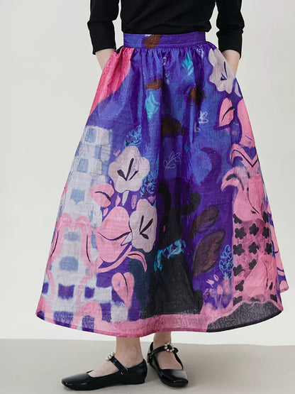 dreamy pink and purple printed umbrella skirt 
