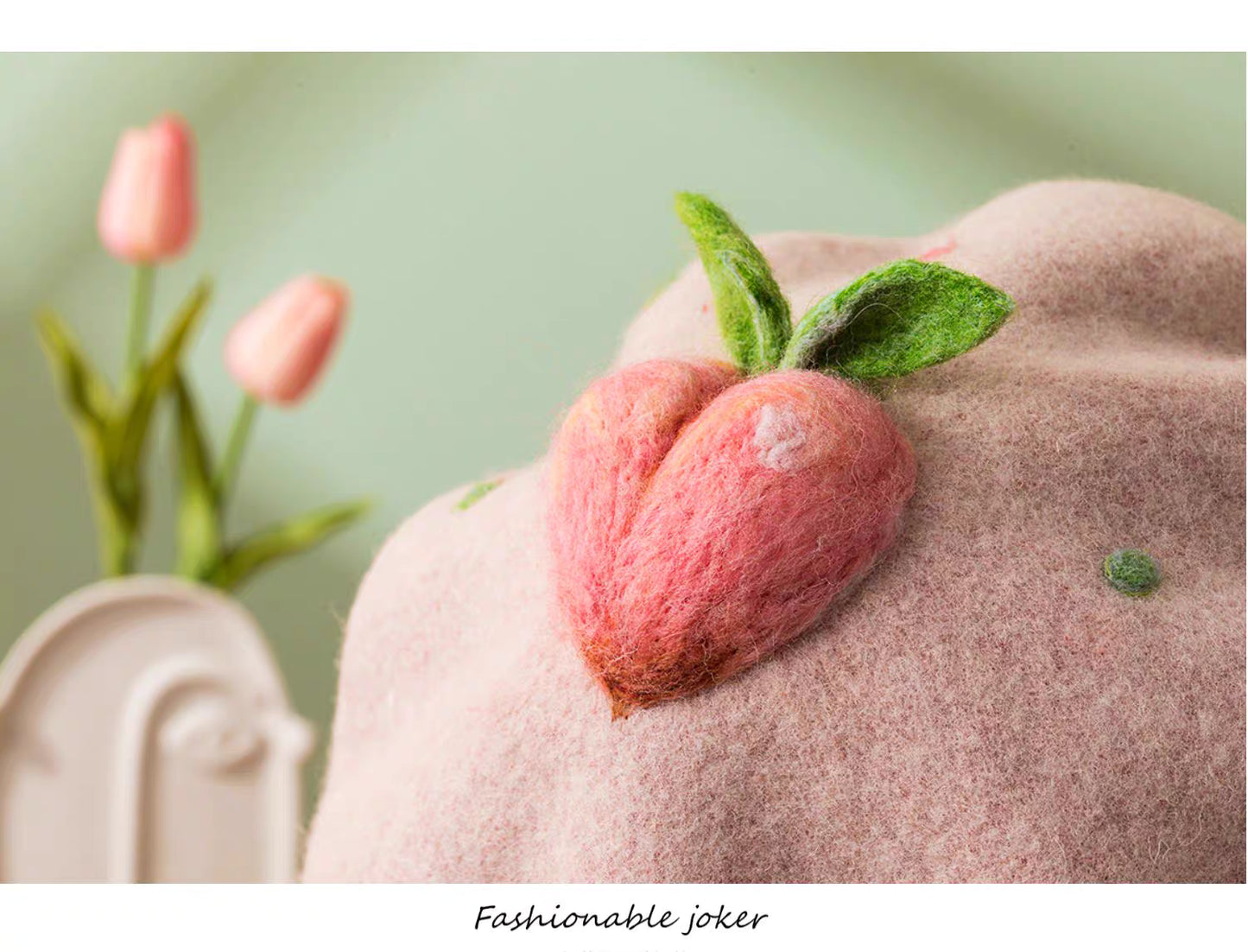 Sweet and cute apricot pink beret