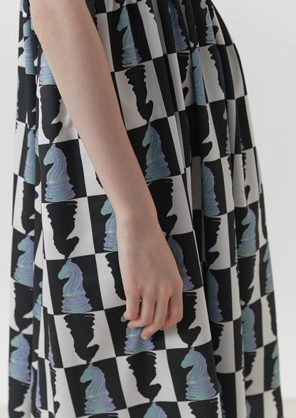 Printed round neck short-sleeved dress 