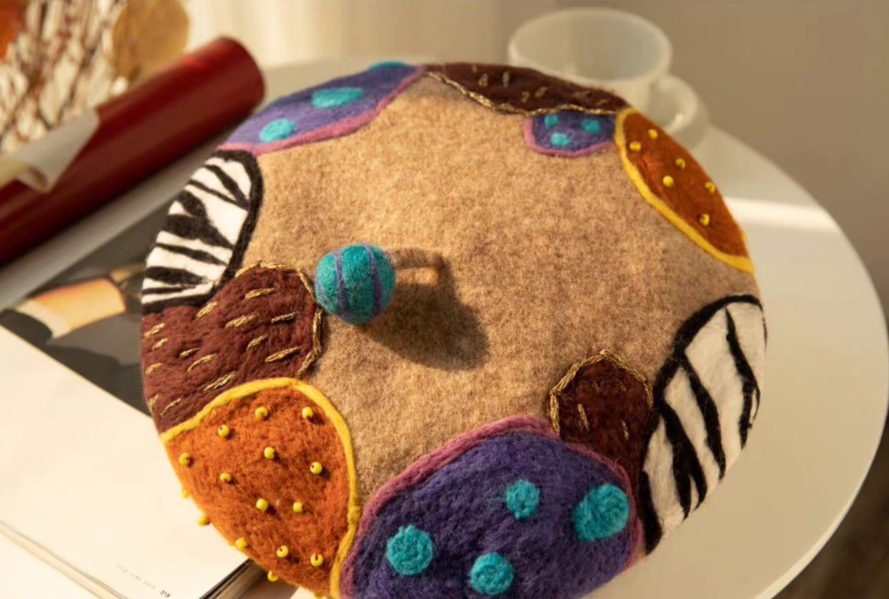 handmade felt color art beret