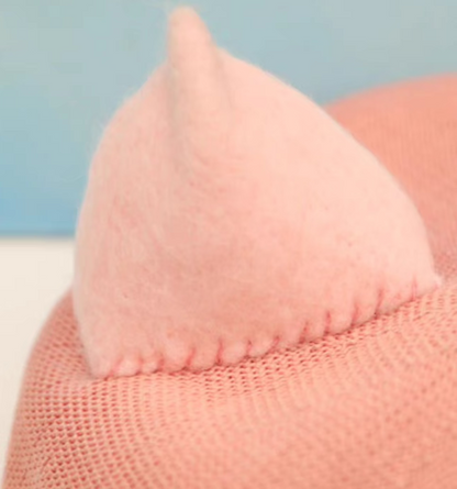 wool felt cute pink fox ears beret