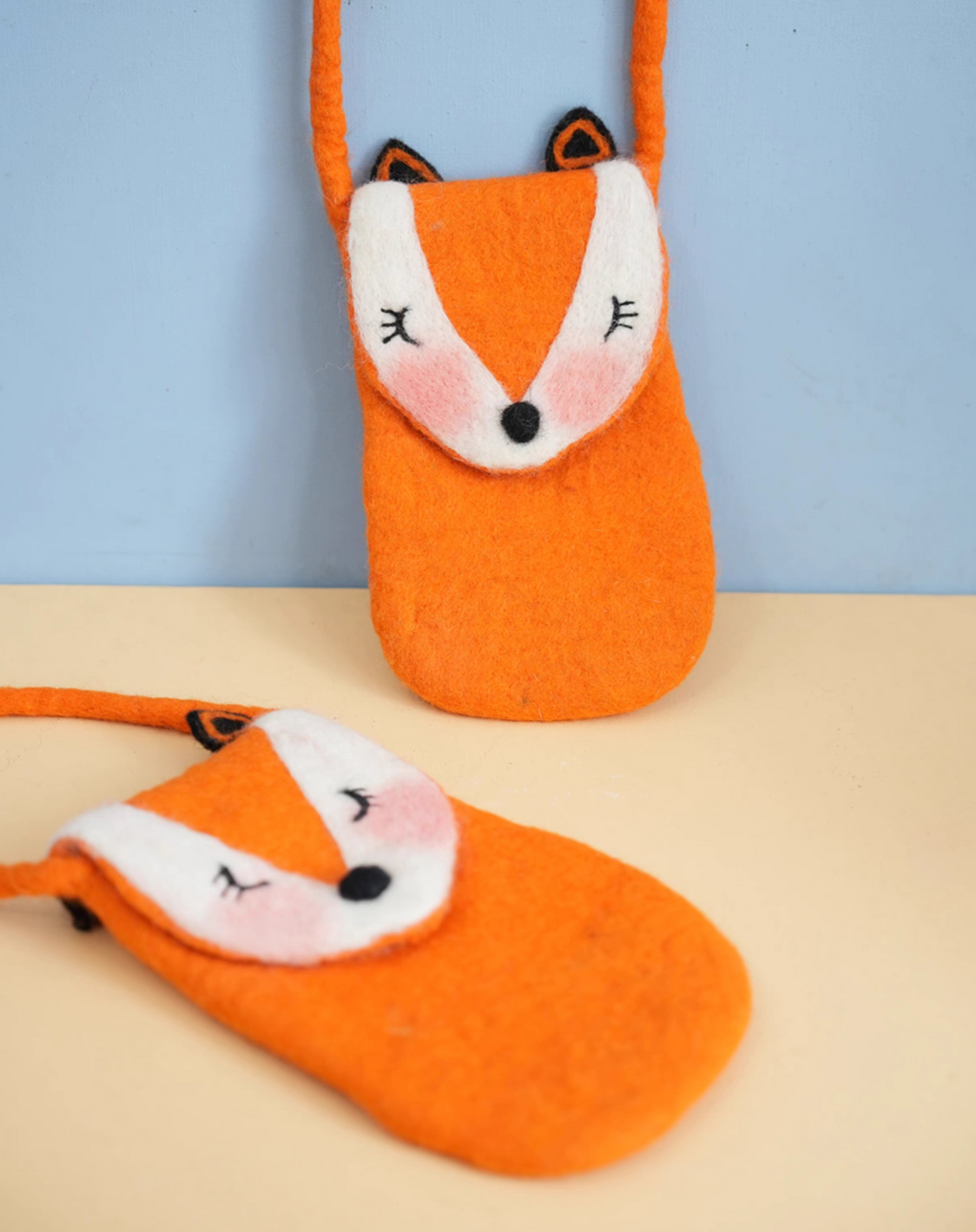 wool felt fox mobile phone bag