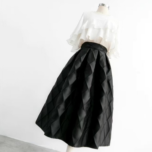 Simple Puff Black Slim Skirt