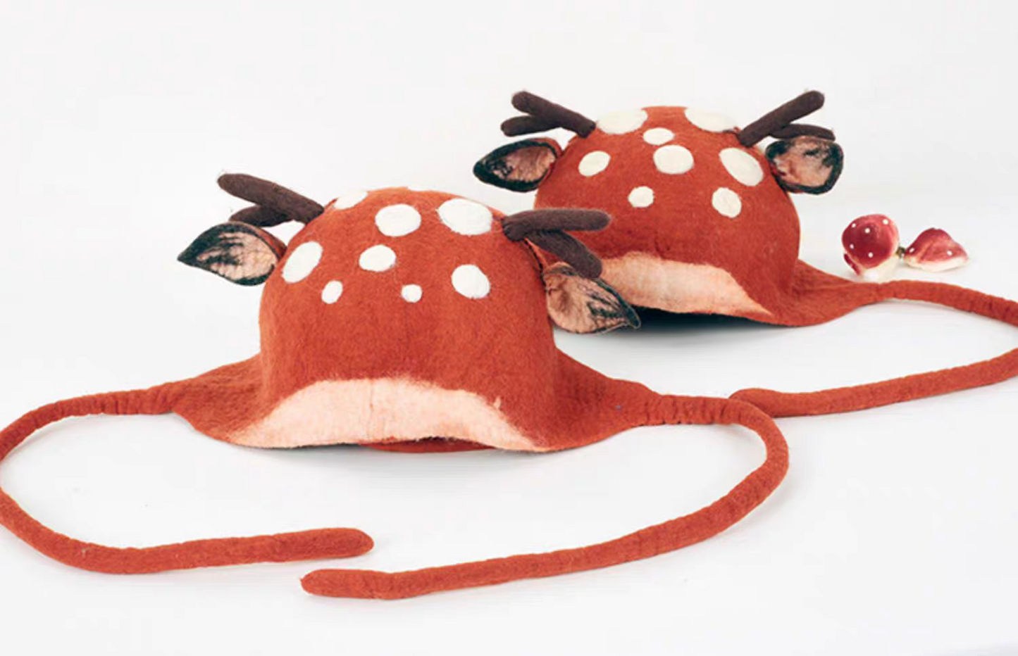 wet felt forest deer tethered spirit hat