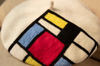 wool felt painter's Mondrian square beret