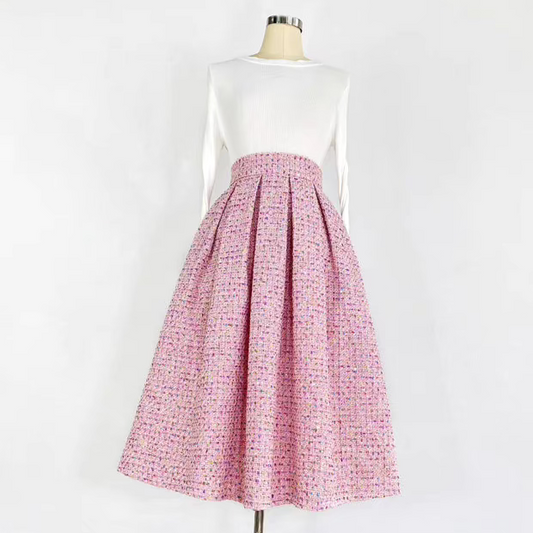 fragrant tweed waist puffy skirt 