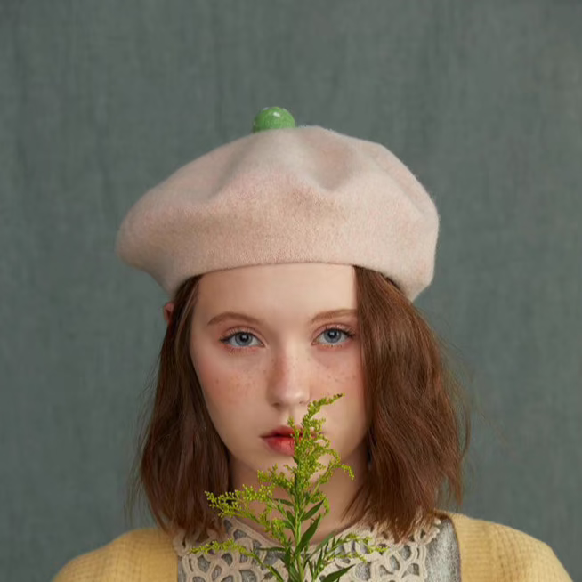 wool felt literary and cute succulent beret