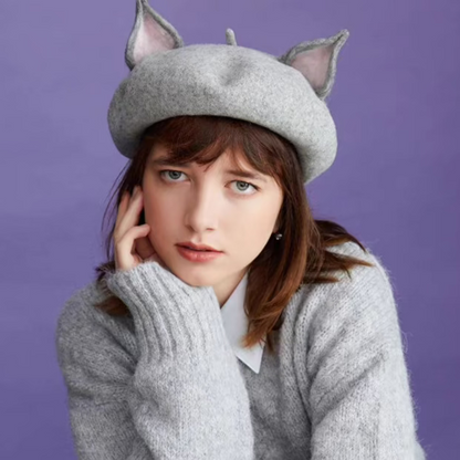 Wool Felt Cat Ears Beret