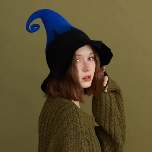 blue and black dwarf elf hat