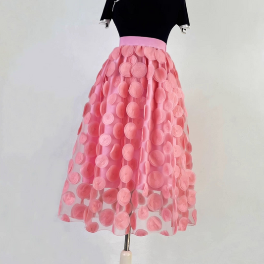 Circle Disc Mesh Solid Color Puffy Fairy Skirt