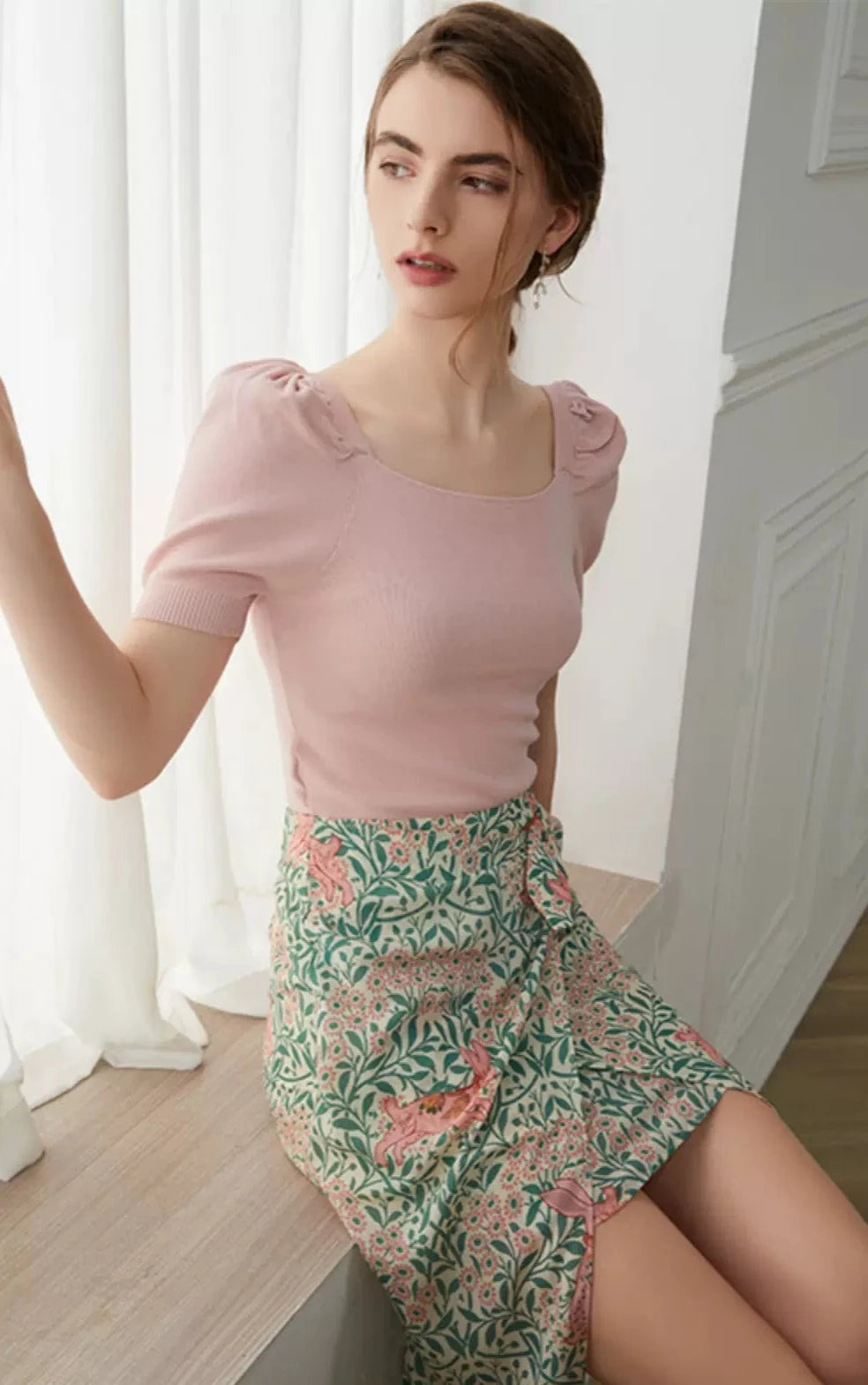full bottom rabbit floral print skirt 