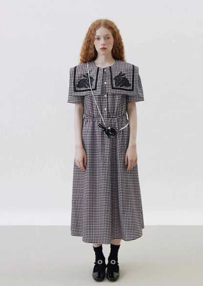 Summer New Style Plaid Print Waist Dress 