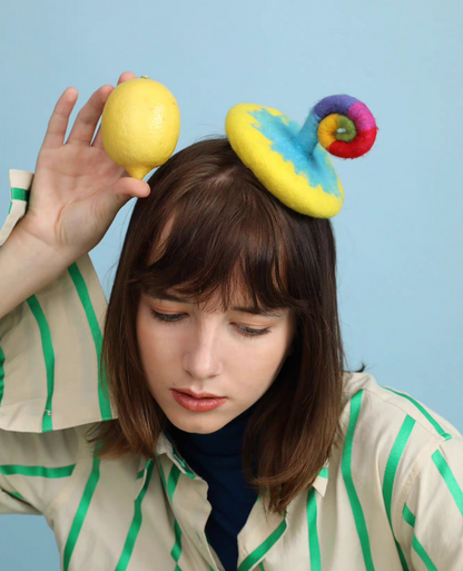 wool felt yellow elegant little hat