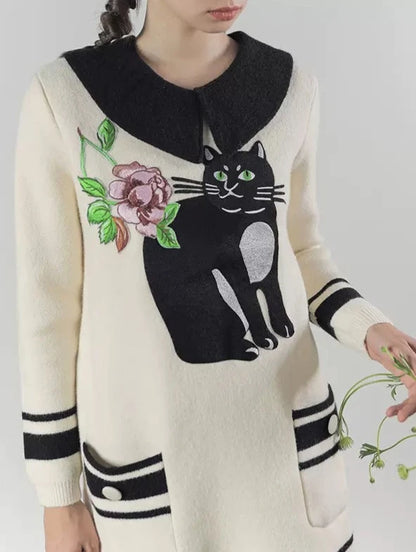 autumn and winter cat and flower dress 