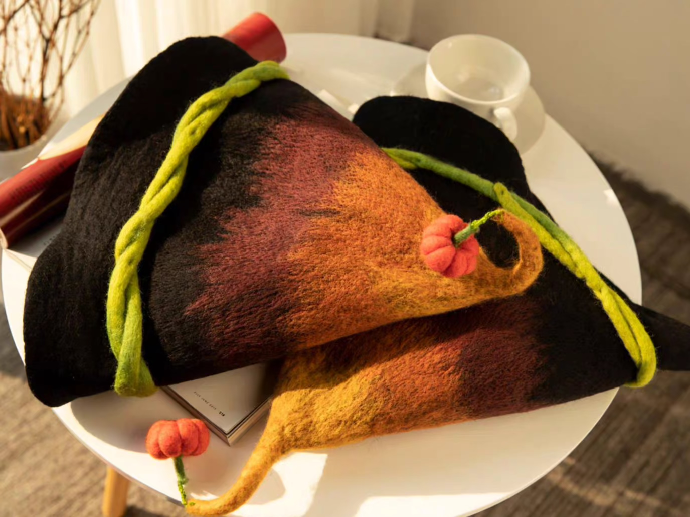 wet felt Halloween pumpkin hat