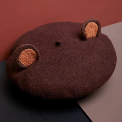 Wool Felt Cute Little Bear Ears Beret