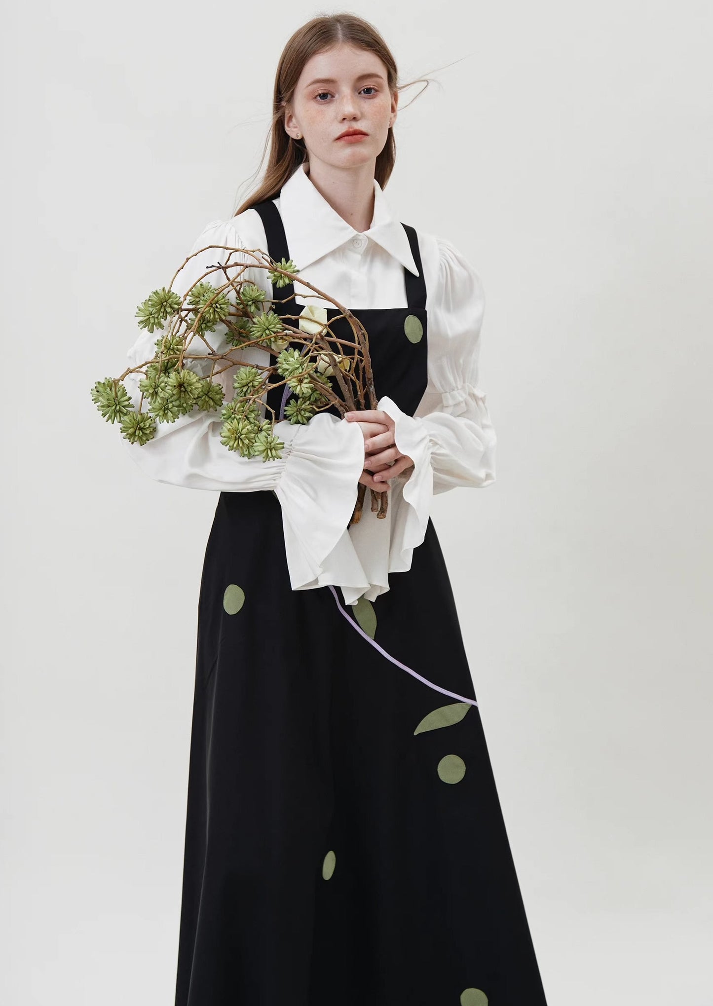 Polka dot handmade flower patch dress 