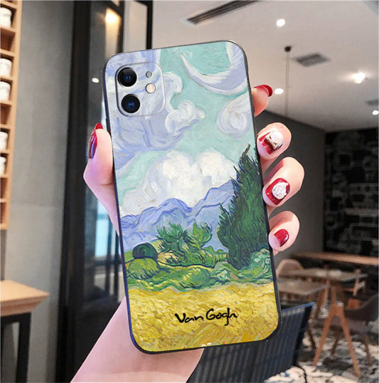 "Wheat field with cypress" iPhone case