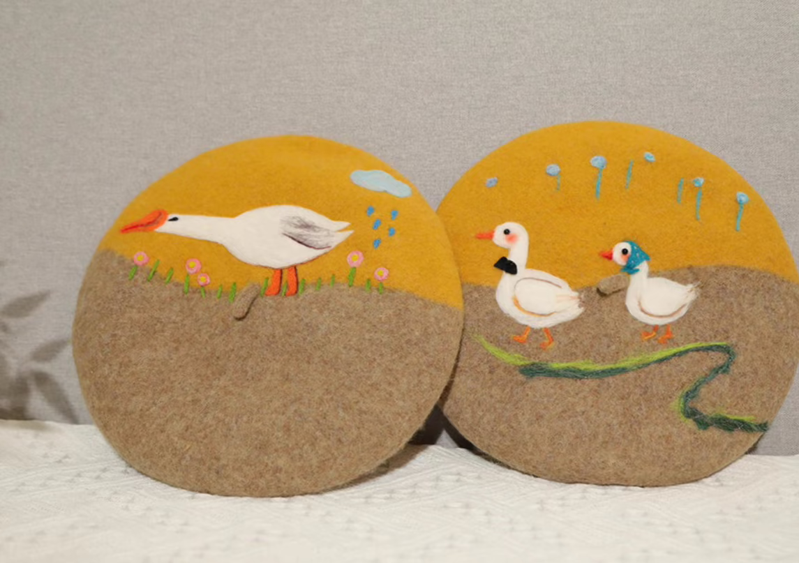 cute big white duck beret