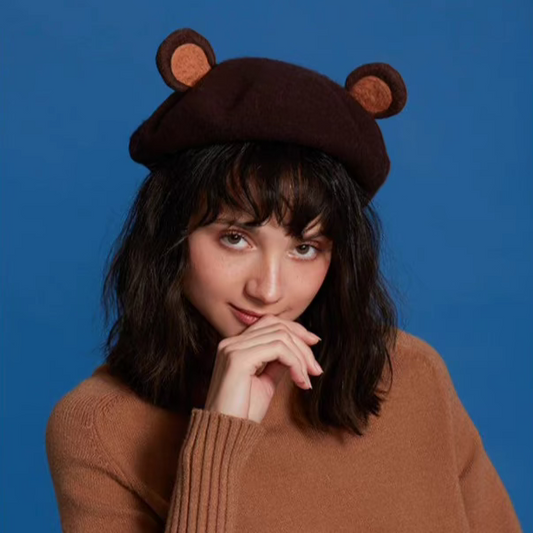 Wool Felt Cute Little Bear Ears Beret