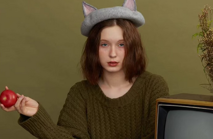 Wool Felt Cat Ears Beret