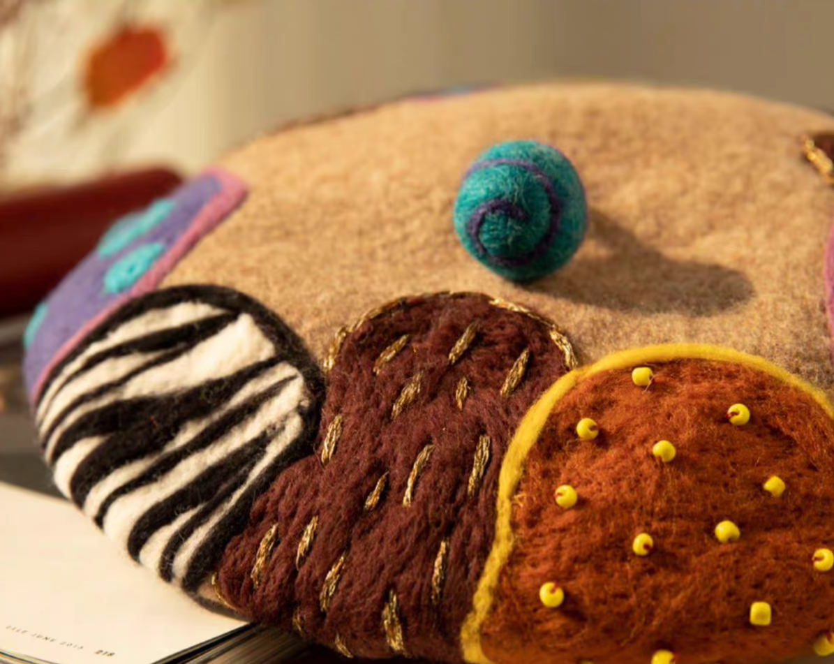 handmade felt color art beret