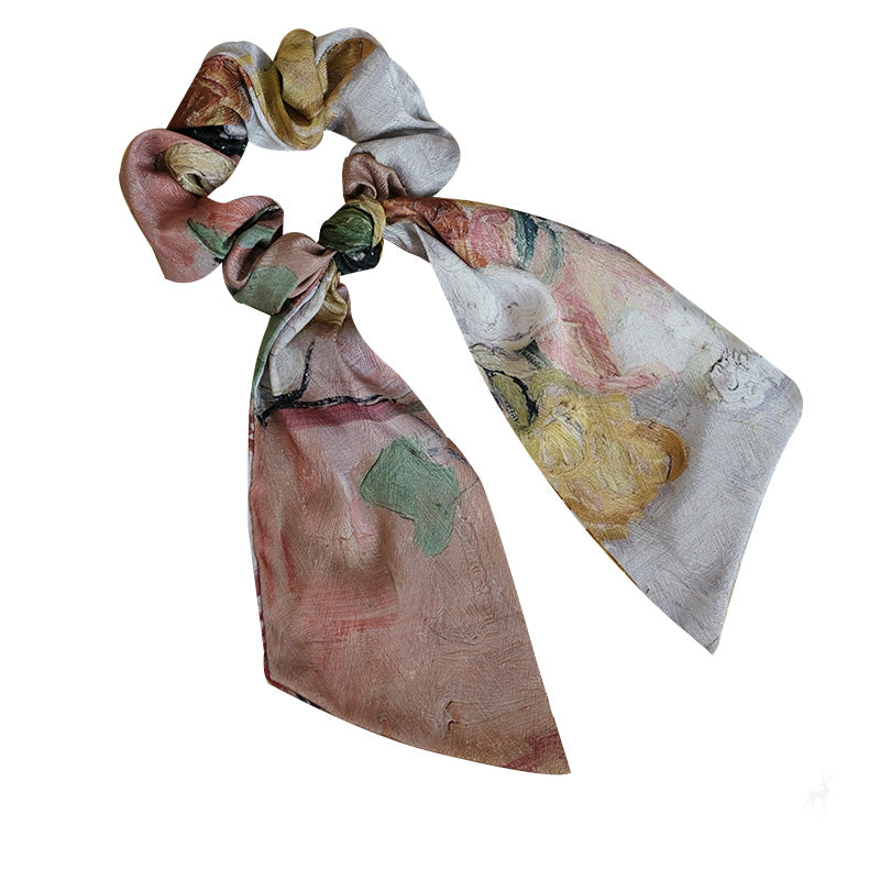 "Japanese vase with roses and anemone" ribbon scrunchie