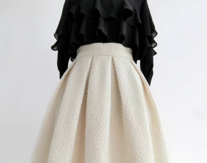 tweed fragrant style A-line skirt