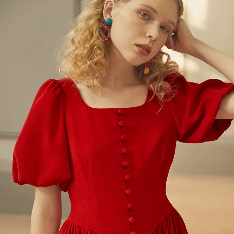 night ancient red color yearly party costume dress – remulia