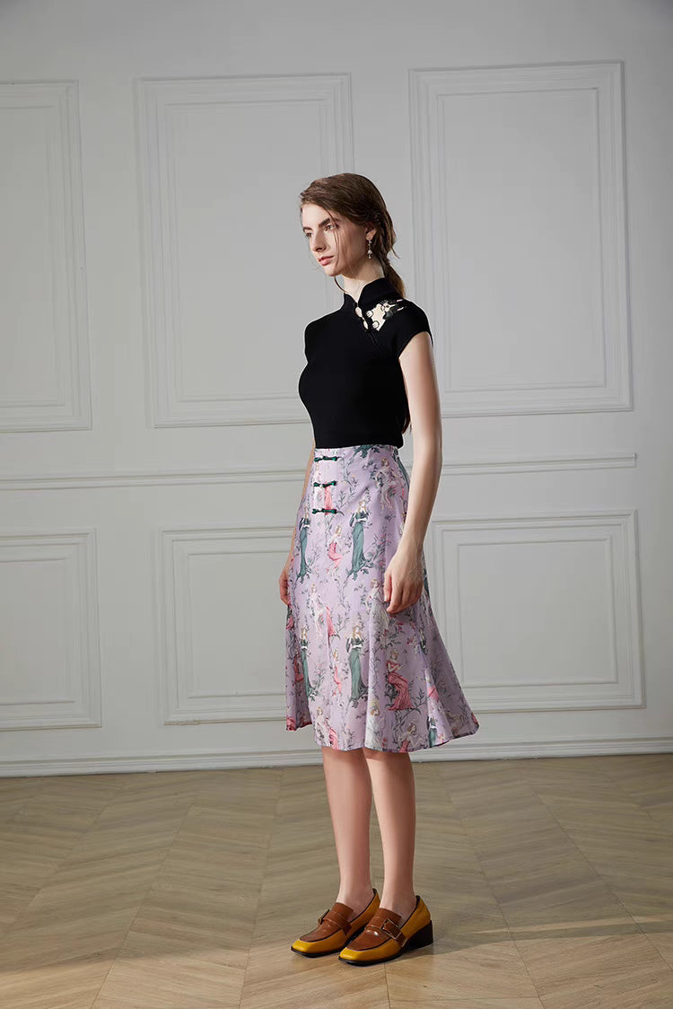 national style hip mid-length skirt 
