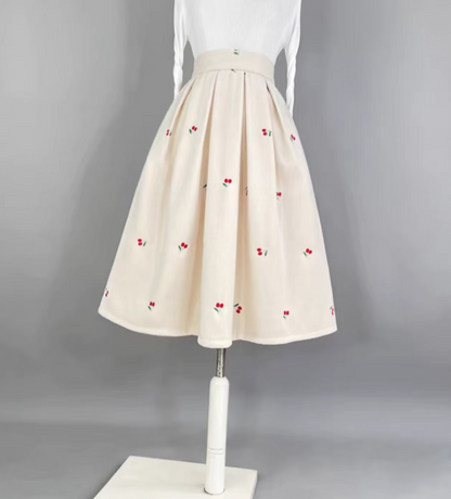 niche embroidered woolen retro elegant skirt 