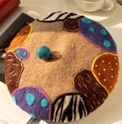 handmade felt color art beret