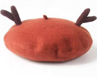 wool felt Christmas deer beret