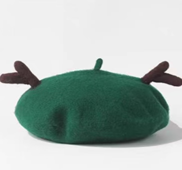 wool felt Christmas deer beret