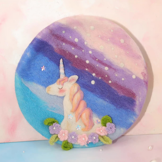 wool felt fantasy unicorn beret