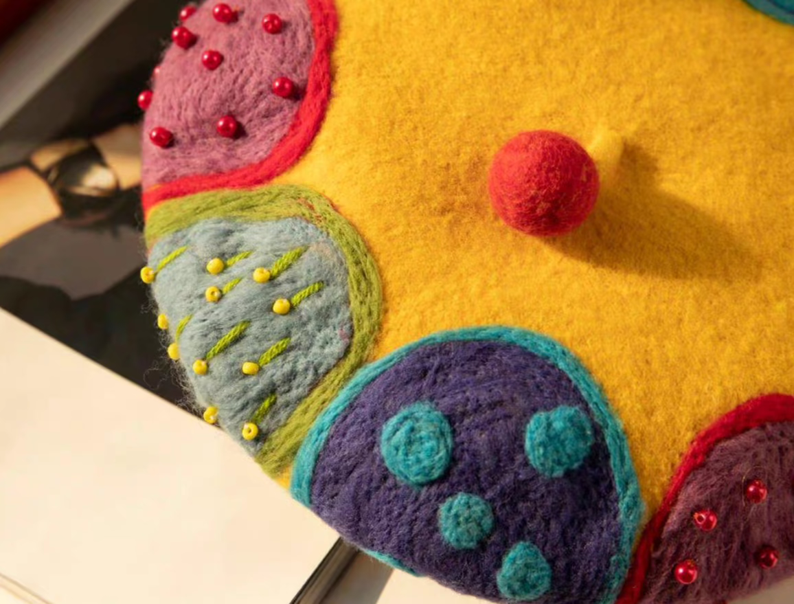 handmade felt color art beret