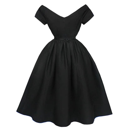 annual party retro style V-neck high waist puffy dress