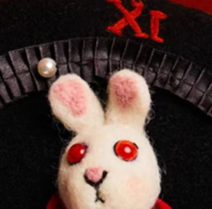 Felt Alice Square Playing Card Rabbit Beret