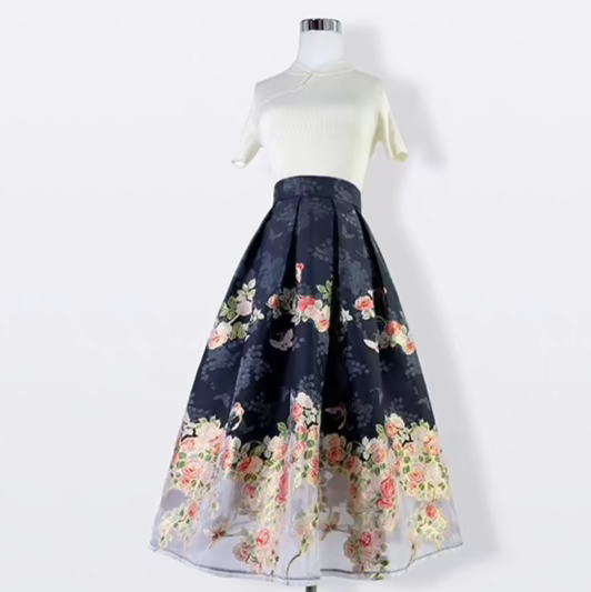 japanese butterfly golden organza small eight-point skirt 