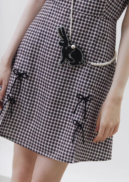 Black Rabbit Bow Cheongsam Collar Dress 