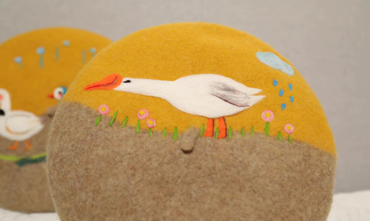 cute big white duck beret