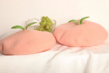 handmade wool felt peach leaf beret