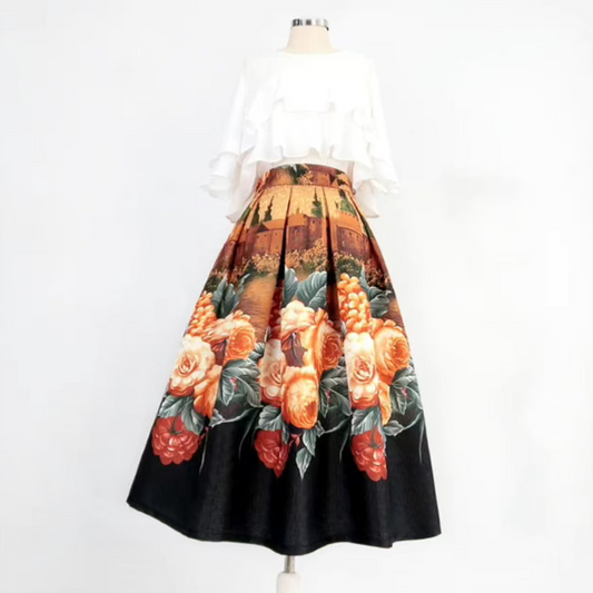 positioning floral fluffy skirt 