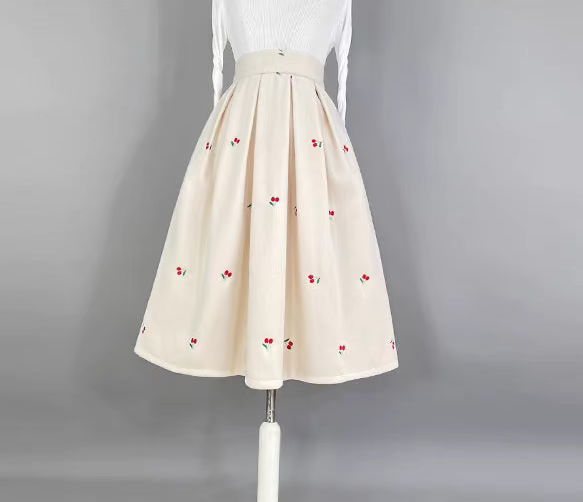 niche embroidered woolen retro elegant skirt