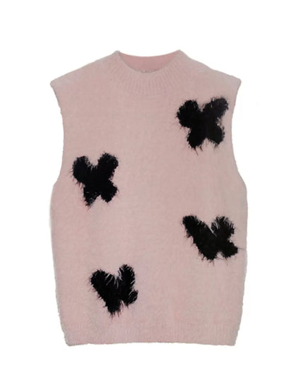 New Year pink imitation mink butterfly vest 