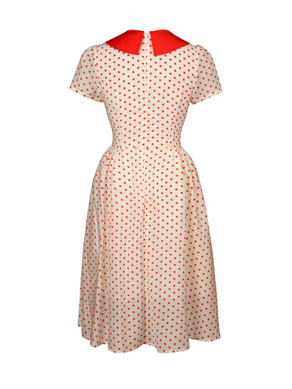 short-sleeved contrasting color V-neck dress 