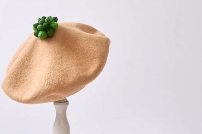 wool felt literary and cute succulent beret