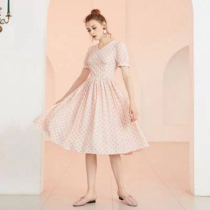 slim commuter pink polka-dot fairy dress