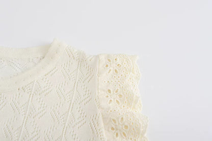 lace small flying sleeve knitted cardigan